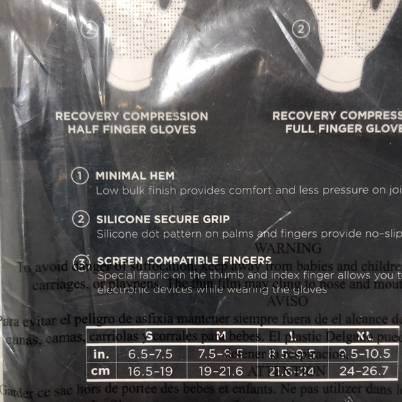 Tommie Copper Pair of Half Finger Gloves and Wrist Recovery Sleeves Size Small - Picture 8 of 10